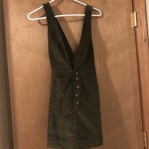 Free People Overall Mini Dress in Olive